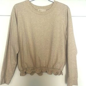 Michael Kors casual, beige, tan sweatshirt gathered at the waist